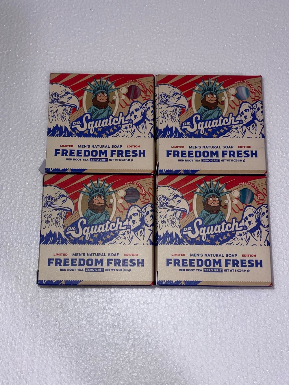 Dr. Squatch Freedom Fresh Bar Soap - 5oz Each Zero Grit Limited Edition 4 Count